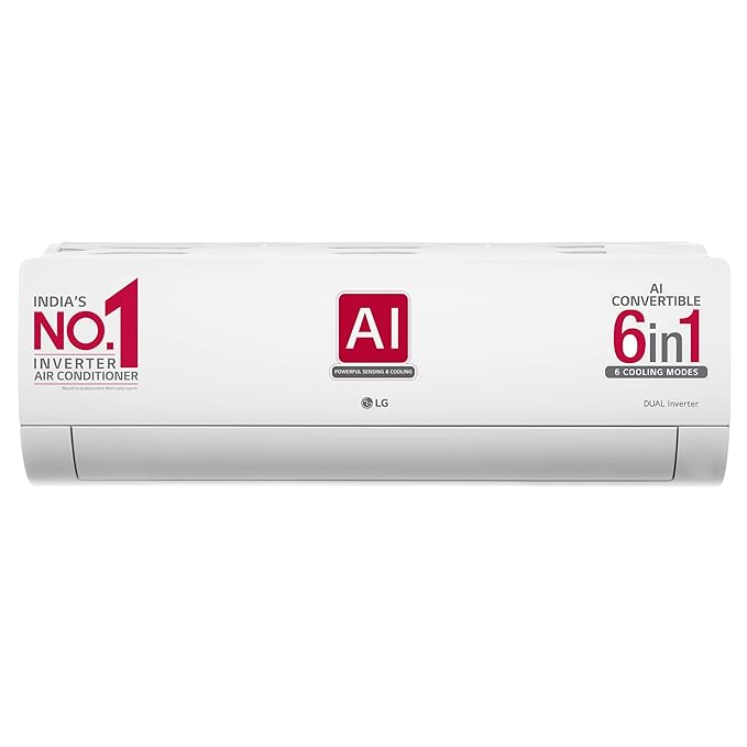 LG 1 Ton 5 Star Ai Dual Inverter Split Ac (Copper, Super Convertible 6-In-1 Cooling, Hd Filter With Anti-Virus Protection, 2023 Model, Rs-Q14Ynze, White)