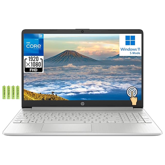 HP 15 15.6' FHD LED Touchscreen Business Laptop for Home, 12th Gen Intel 10-Core i7-1255U, 16GB RAM, 512GB PCIe SSD, Numeric Keypad, Wi-Fi, HDMI, SD Card Reader, Windows 11 Home in S Mode, w/Battery